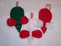 candy cane mice made from felt